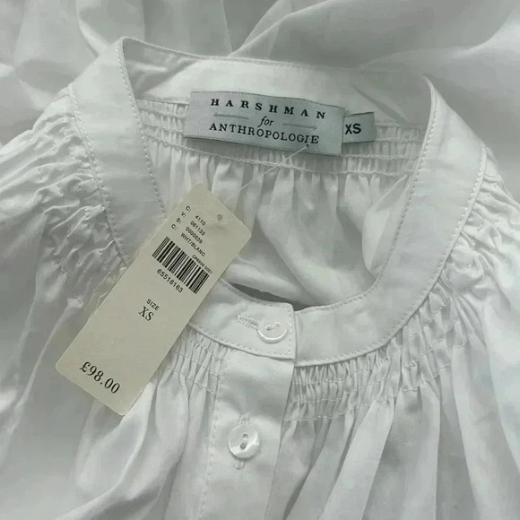 NWT Anthropologie Harshman 100% Cotton Puff-Sleeved Buttondown Top - Picture 6 of 9